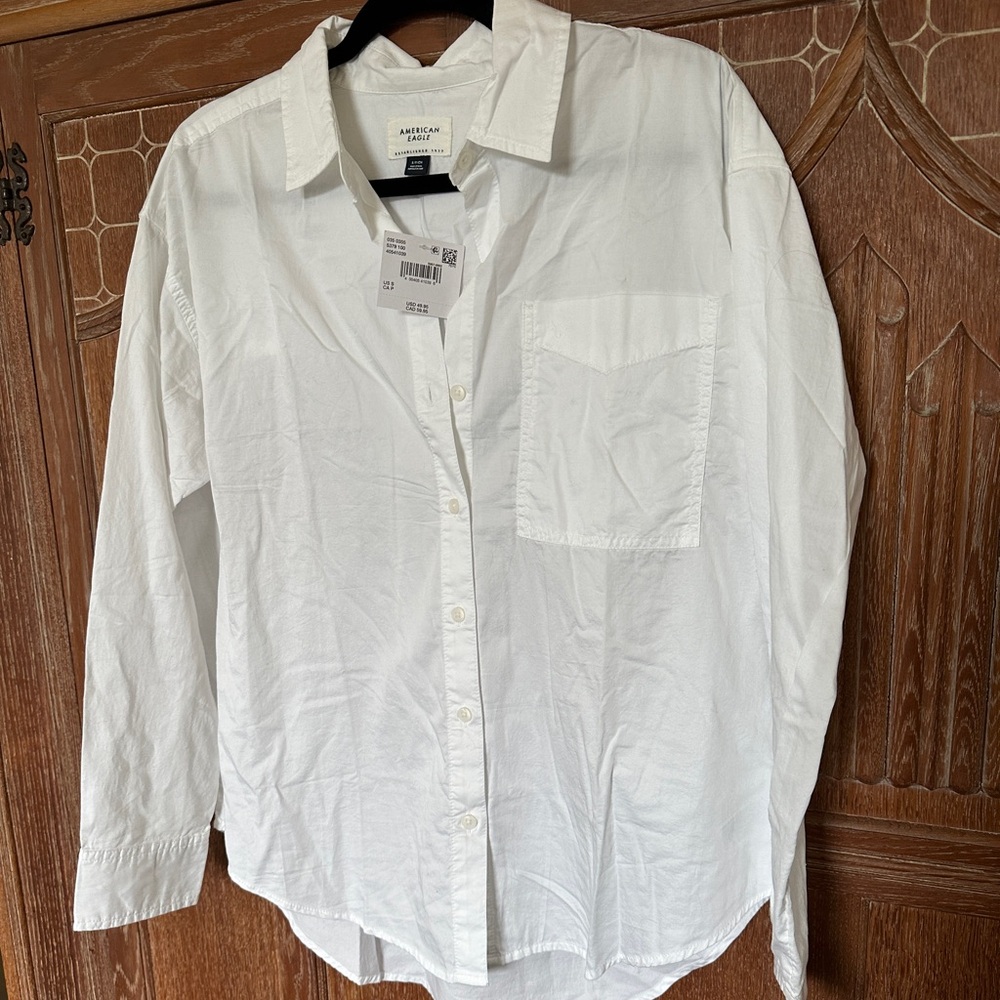 American Eagle Men’s White Cotton Button Down Shirt